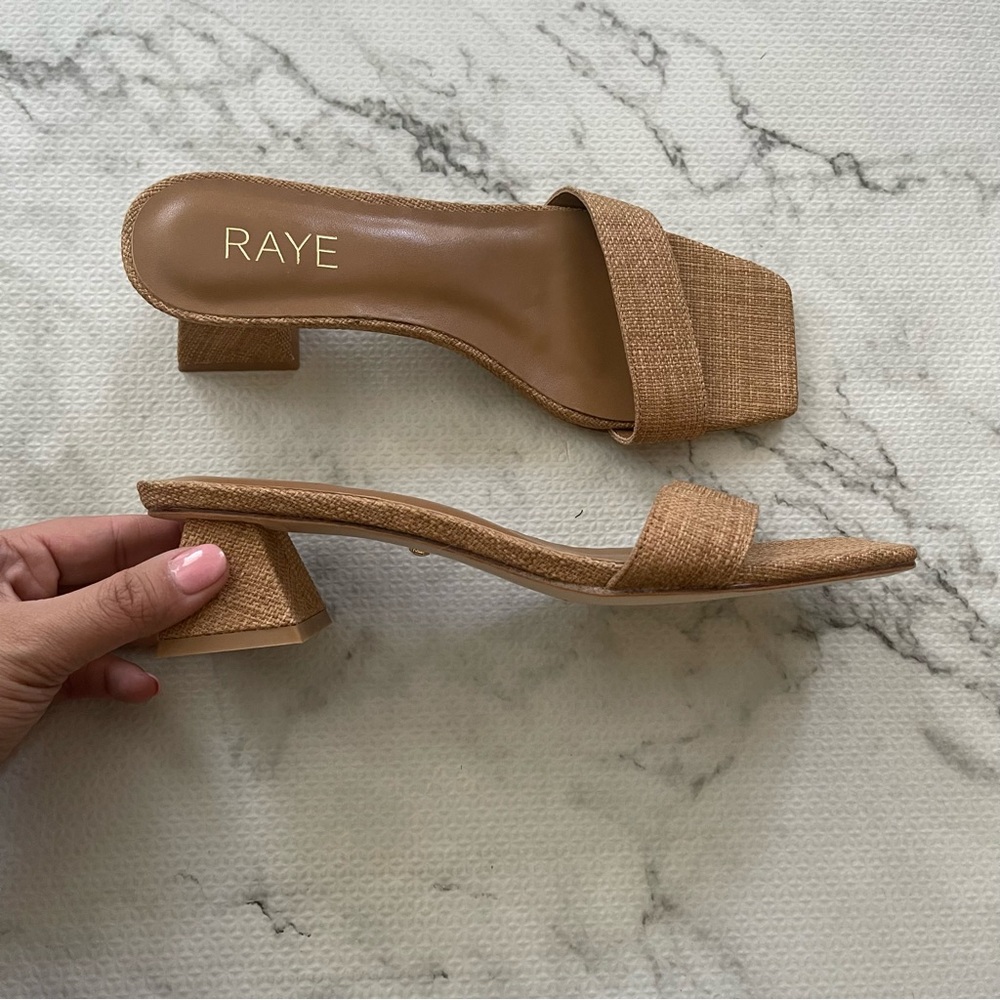 Raye revolve Julie block heel natural mule